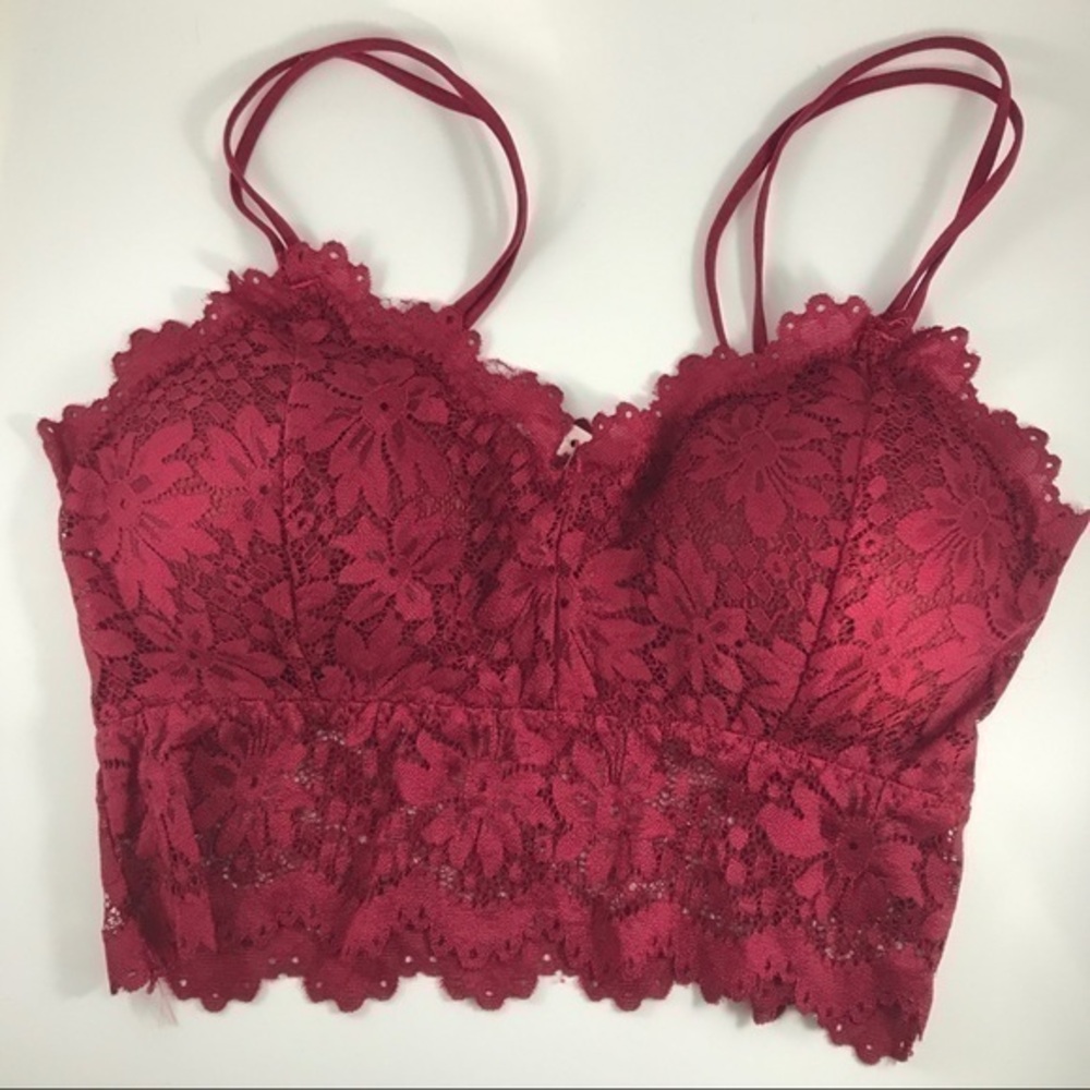 Lace bralette padded red